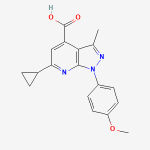 molecular formula C18H17N3O3 B2887649 6-环丙基-1-(4-甲氧基苯基)-3-甲基-1H-吡唑并[3,4-b]吡啶-4-羧酸 CAS No. 937600-18-5