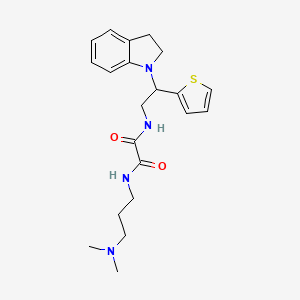 molecular formula C21H28N4O2S B2887659 N1-(3-(dimethylamino)propyl)-N2-(2-(indolin-1-yl)-2-(thiophen-2-yl)ethyl)oxalamide CAS No. 898407-54-0