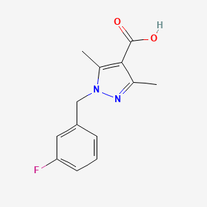 molecular formula C13H13FN2O2 B2887665 1-[(3-Fluorophenyl)methyl]-3,5-dimethyl-1H-pyrazole-4-carboxylic acid CAS No. 1154897-45-6