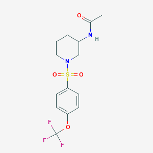 molecular formula C14H17F3N2O4S B2887669 N-(1-{[4-(trifluoromethoxy)phenyl]sulfonyl}piperidin-3-yl)acetamide CAS No. 924845-07-8