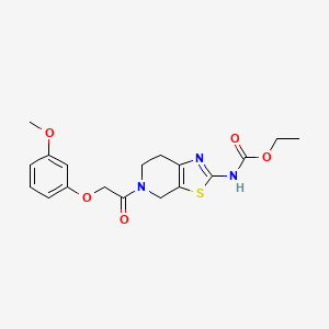 molecular formula C18H21N3O5S B2887675 Ethyl (5-(2-(3-methoxyphenoxy)acetyl)-4,5,6,7-tetrahydrothiazolo[5,4-c]pyridin-2-yl)carbamate CAS No. 1351634-50-8