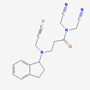 molecular formula C19H20N4O B2887679 N,N-bis(cyanomethyl)-3-[(2,3-dihydro-1H-inden-1-yl)(prop-2-yn-1-yl)amino]propanamide CAS No. 1252492-41-3