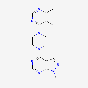 molecular formula C16H20N8 B2887701 4,5-dimethyl-6-(4-{1-methyl-1H-pyrazolo[3,4-d]pyrimidin-4-yl}piperazin-1-yl)pyrimidine CAS No. 2380079-32-1