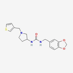 molecular formula C18H21N3O3S B2887713 1-[(2H-1,3-苯并二氧杂环-5-基)甲基]-3-{1-[(噻吩-3-基)甲基]吡咯烷-3-基}脲 CAS No. 2097893-82-6