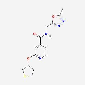 molecular formula C14H16N4O3S B2887730 N-((5-甲基-1,3,4-恶二唑-2-基)甲基)-2-((四氢噻吩-3-基)氧基)异烟酰胺 CAS No. 2034498-17-2