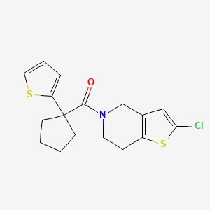 B2887733 (2-chloro-6,7-dihydrothieno[3,2-c]pyridin-5(4H)-yl)(1-(thiophen-2-yl)cyclopentyl)methanone CAS No. 2034224-08-1