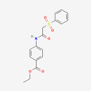 molecular formula C17H17NO5S B2887734 4-(2-(苯磺酰基)乙酰氨基)苯甲酸乙酯 CAS No. 847588-91-4