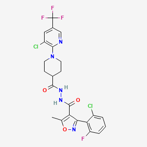 molecular formula C23H19Cl2F4N5O3 B2887743 3-(2-chloro-6-fluorophenyl)-N'-({1-[3-chloro-5-(trifluoromethyl)-2-pyridinyl]-4-piperidinyl}carbonyl)-5-methyl-4-isoxazolecarbohydrazide CAS No. 338761-48-1