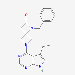 B2887747 1-Benzyl-6-(5-ethyl-7H-pyrrolo[2,3-d]pyrimidin-4-yl)-1,6-diazaspiro[3.3]heptan-2-one CAS No. 2249597-15-5