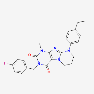molecular formula C24H24FN5O2 B2887748 9-(4-ethylphenyl)-3-[(4-fluorophenyl)methyl]-1-methyl-7,8-dihydro-6H-purino[7,8-a]pyrimidine-2,4-dione CAS No. 848219-41-0