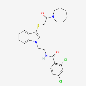 molecular formula C25H27Cl2N3O2S B2887765 N-[2-(3-{[2-(azepan-1-yl)-2-oxoethyl]sulfanyl}-1H-indol-1-yl)ethyl]-2,4-dichlorobenzamide CAS No. 532975-37-4