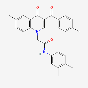 molecular formula C28H26N2O3 B2887767 N-(3,4-dimethylphenyl)-2-[6-methyl-3-(4-methylbenzoyl)-4-oxo-1,4-dihydroquinolin-1-yl]acetamide CAS No. 898344-45-1