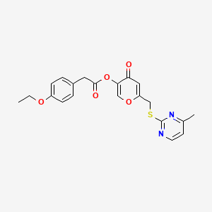 molecular formula C21H20N2O5S B2887778 6-{[(4-methylpyrimidin-2-yl)sulfanyl]methyl}-4-oxo-4H-pyran-3-yl 2-(4-ethoxyphenyl)acetate CAS No. 877637-32-6