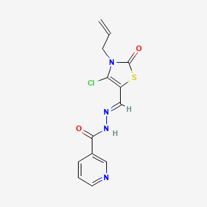 molecular formula C13H11ClN4O2S B2887787 (E)-N'-((3-allyl-4-chloro-2-oxo-2,3-dihydrothiazol-5-yl)methylene)nicotinohydrazide CAS No. 941965-94-2