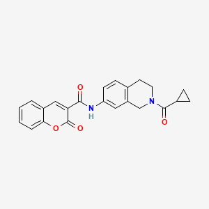 molecular formula C23H20N2O4 B2887795 N-(2-(cyclopropanecarbonyl)-1,2,3,4-tetrahydroisoquinolin-7-yl)-2-oxo-2H-chromene-3-carboxamide CAS No. 955644-27-6