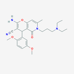 molecular formula C25H32N4O4 B2887799 2-amino-6-(3-(diethylamino)propyl)-4-(2,5-dimethoxyphenyl)-7-methyl-5-oxo-5,6-dihydro-4H-pyrano[3,2-c]pyridine-3-carbonitrile CAS No. 712296-20-3