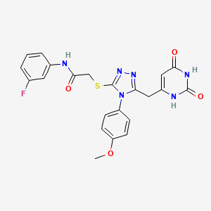 molecular formula C22H19FN6O4S B2887802 2-((5-((2,6-dioxo-1,2,3,6-tetrahydropyrimidin-4-yl)methyl)-4-(4-methoxyphenyl)-4H-1,2,4-triazol-3-yl)thio)-N-(3-fluorophenyl)acetamide CAS No. 852152-96-6