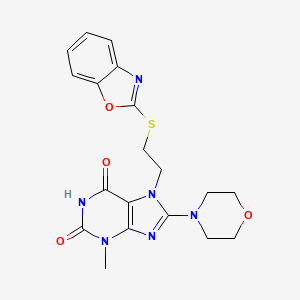 molecular formula C19H20N6O4S B2887804 7-(2-(benzo[d]oxazol-2-ylthio)ethyl)-3-methyl-8-morpholino-1H-purine-2,6(3H,7H)-dione CAS No. 685098-05-9