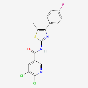molecular formula C16H10Cl2FN3OS B2887807 5,6-dichloro-N-[4-(4-fluorophenyl)-5-methyl-1,3-thiazol-2-yl]pyridine-3-carboxamide CAS No. 1003779-53-0