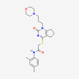 molecular formula C24H32N4O3S B2887809 N-(2,4-dimethylphenyl)-2-((1-(3-morpholinopropyl)-2-oxo-2,5,6,7-tetrahydro-1H-cyclopenta[d]pyrimidin-4-yl)thio)acetamide CAS No. 898444-74-1