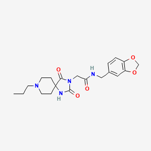 molecular formula C20H26N4O5 B2887811 N-(benzo[d][1,3]dioxol-5-ylmethyl)-2-(2,4-dioxo-8-propyl-1,3,8-triazaspiro[4.5]decan-3-yl)acetamide CAS No. 941970-31-6