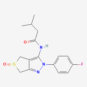 molecular formula C16H18FN3O2S B2887839 N-[2-(4-fluorophenyl)-5-oxo-2H,4H,6H-5lambda4-thieno[3,4-c]pyrazol-3-yl]-3-methylbutanamide CAS No. 1020453-09-1