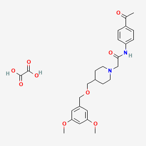molecular formula C27H34N2O9 B2887879 N-(4-acetylphenyl)-2-(4-(((3,5-dimethoxybenzyl)oxy)methyl)piperidin-1-yl)acetamide oxalate CAS No. 1396748-49-4