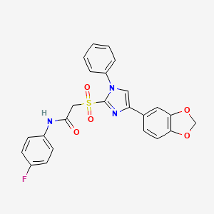 molecular formula C24H18FN3O5S B2887895 2-{[4-(2H-1,3-benzodioxol-5-yl)-1-phenyl-1H-imidazol-2-yl]sulfonyl}-N-(4-fluorophenyl)acetamide CAS No. 892279-77-5