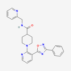 molecular formula C25H24N6O2 B2887900 1-[3-(3-phenyl-1,2,4-oxadiazol-5-yl)pyridin-2-yl]-N-[(pyridin-2-yl)methyl]piperidine-4-carboxamide CAS No. 1190014-11-9