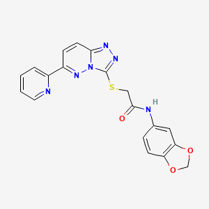 molecular formula C19H14N6O3S B2887914 N-(2H-1,3-benzodioxol-5-yl)-2-{[6-(pyridin-2-yl)-[1,2,4]triazolo[4,3-b]pyridazin-3-yl]sulfanyl}acetamide CAS No. 894054-22-9