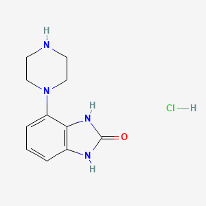 molecular formula C11H15ClN4O B2887944 4-(piperazin-1-yl)-2,3-dihydro-1H-1,3-benzodiazol-2-one hydrochloride CAS No. 1365044-91-2