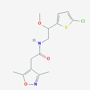molecular formula C14H17ClN2O3S B2887972 N-[2-(5-chlorothiophen-2-yl)-2-methoxyethyl]-2-(3,5-dimethyl-1,2-oxazol-4-yl)acetamide CAS No. 2034529-67-2
