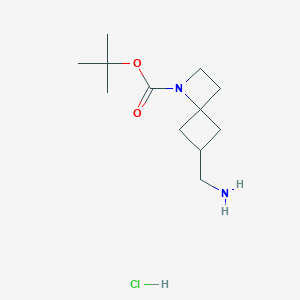 molecular formula C12H23ClN2O2 B2887981 Tert-butyl 6-(aminomethyl)-1-azaspiro[3.3]heptane-1-carboxylate hydrochloride CAS No. 2287282-33-9