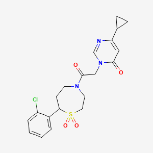 molecular formula C20H22ClN3O4S B2887984 3-(2-(7-(2-chlorophenyl)-1,1-dioxido-1,4-thiazepan-4-yl)-2-oxoethyl)-6-cyclopropylpyrimidin-4(3H)-one CAS No. 2034331-18-3