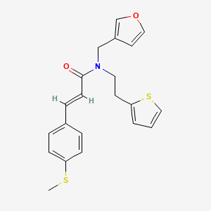 molecular formula C21H21NO2S2 B2887992 (E)-N-(furan-3-ylmethyl)-3-(4-(methylthio)phenyl)-N-(2-(thiophen-2-yl)ethyl)acrylamide CAS No. 1798402-69-3