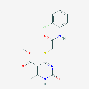 molecular formula C16H16ClN3O4S B2887994 ethyl 4-({[(2-chlorophenyl)carbamoyl]methyl}sulfanyl)-6-methyl-2-oxo-1,2-dihydropyrimidine-5-carboxylate CAS No. 946209-81-0