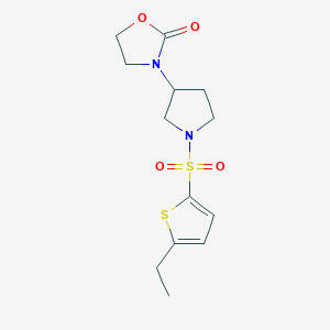 molecular formula C13H18N2O4S2 B2887997 3-{1-[(5-Ethylthiophen-2-yl)sulfonyl]pyrrolidin-3-yl}-1,3-oxazolidin-2-one CAS No. 2097914-94-6