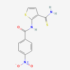 molecular formula C12H9N3O3S2 B2888031 N-(3-carbamothioylthiophen-2-yl)-4-nitrobenzamide CAS No. 941905-70-0