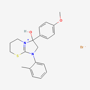 3-hydroxy-3-(4-methoxyphenyl)-1-(o-tolyl)-3,5,6,7-tetrahydro-2H-imidazo[2,1-b][1,3]thiazin-1-ium bromide