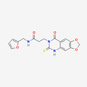 N-(furan-2-ylmethyl)-3-(8-oxo-6-sulfanylidene-5H-[1,3]dioxolo[4,5-g]quinazolin-7-yl)propanamide