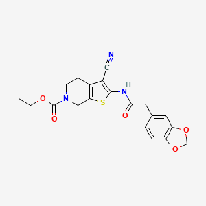 ethyl 2-(2-(benzo[d][1,3]dioxol-5-yl)acetamido)-3-cyano-4,5-dihydrothieno[2,3-c]pyridine-6(7H)-carboxylate