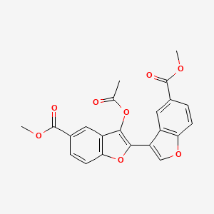 molecular formula C22H16O8 B2888052 Methyl 3-(acetyloxy)-2-[5-(methoxycarbonyl)-1-benzofuran-3-YL]-1-benzofuran-5-carboxylate CAS No. 879923-48-5