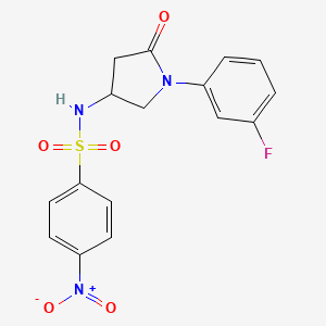molecular formula C16H14FN3O5S B2888057 N-(1-(3-fluorophenyl)-5-oxopyrrolidin-3-yl)-4-nitrobenzenesulfonamide CAS No. 905686-91-1