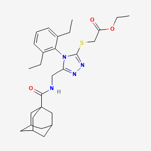 molecular formula C28H38N4O3S B2888061 ethyl 2-[(5-{[(adamantan-1-yl)formamido]methyl}-4-(2,6-diethylphenyl)-4H-1,2,4-triazol-3-yl)sulfanyl]acetate CAS No. 477300-29-1