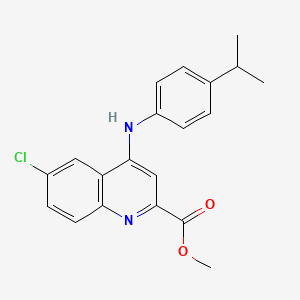 molecular formula C20H19ClN2O2 B2888070 methyl 6-chloro-4-{[4-(propan-2-yl)phenyl]amino}quinoline-2-carboxylate CAS No. 1359417-28-9