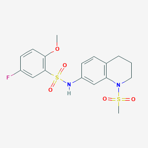 molecular formula C17H19FN2O5S2 B2888085 5-fluoro-N-(1-methanesulfonyl-1,2,3,4-tetrahydroquinolin-7-yl)-2-methoxybenzene-1-sulfonamide CAS No. 1170917-46-0