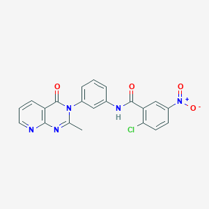 molecular formula C21H14ClN5O4 B2888087 2-chloro-N-(3-(2-methyl-4-oxopyrido[2,3-d]pyrimidin-3(4H)-yl)phenyl)-5-nitrobenzamide CAS No. 1005291-75-7