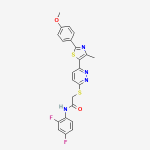 molecular formula C23H18F2N4O2S2 B2888095 N-(2,4-difluorophenyl)-2-({6-[2-(4-methoxyphenyl)-4-methyl-1,3-thiazol-5-yl]pyridazin-3-yl}sulfanyl)acetamide CAS No. 955240-42-3