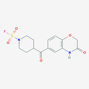 molecular formula C14H15FN2O5S B2888099 4-(3-Oxo-4H-1,4-benzoxazine-6-carbonyl)piperidine-1-sulfonyl fluoride CAS No. 2411300-09-7