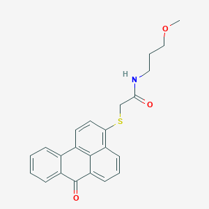molecular formula C23H21NO3S B2888105 N-(3-methoxypropyl)-2-({8-oxotetracyclo[7.7.1.0^{2,7}.0^{13,17}]heptadeca-1(16),2(7),3,5,9(17),10,12,14-octaen-14-yl}sulfanyl)acetamide CAS No. 476634-73-8